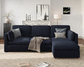 118'' Oversized Modular Sectional Sofa with Ottoman, Blue L-Shaped 4-Seat Luxury Corner Sectional Couches for Living Room, Solid Wood Frame Sofa, Removable Washable Cover, Deep Seat Couch