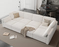 Oversized Modular Sectional Sofa Bed, White 8-Seat Sofa Bed Luxury Corner Sectional Couches for Living Room, Solid Wood Frame Sofa, Removable Washable Cover, Deep Seat Couch